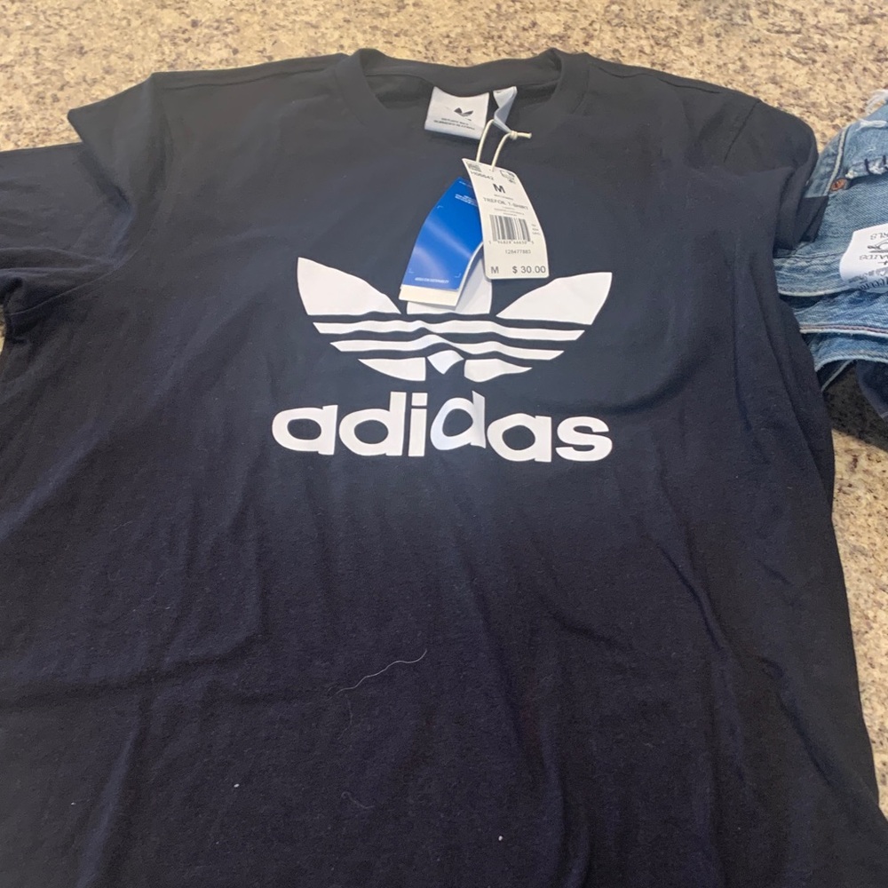 Adidas Black and White Men's Shirt